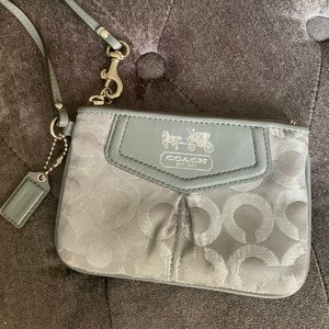 Coach corner zip metallic wristlet